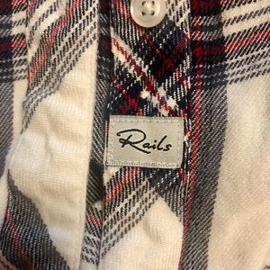 Rails long sleeve Flannel white/navy/red sz L